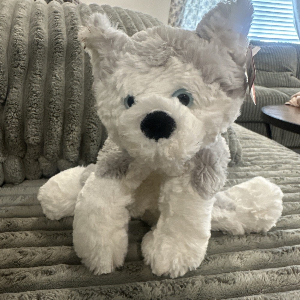 Gund Fair Isle Arctic Dog Fluffy Husky Plush Stuffed Puppy Animal White Gray NWT - Picture 5 of 16